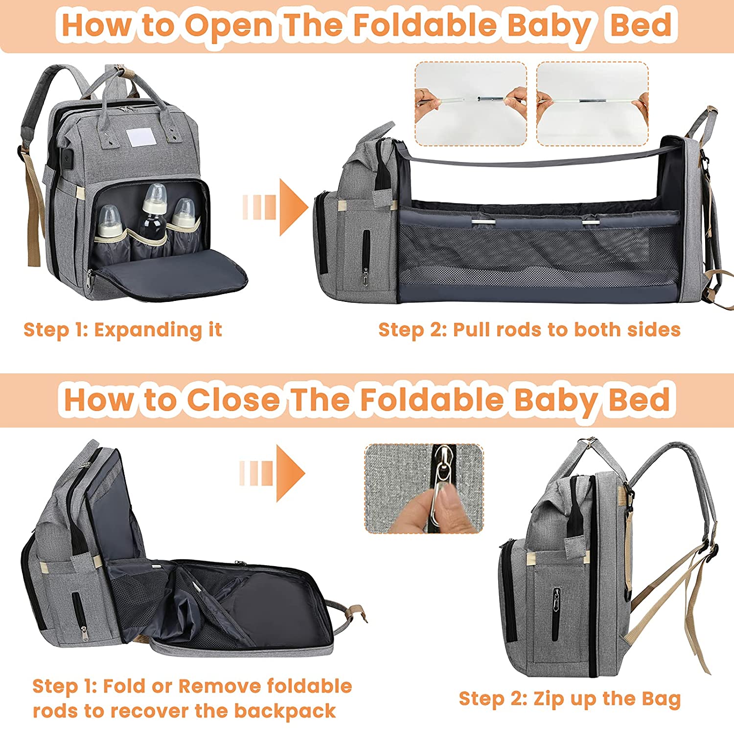 Sac à langer portatif | Berceau de voyage BabyNappy™ - baby-phoque